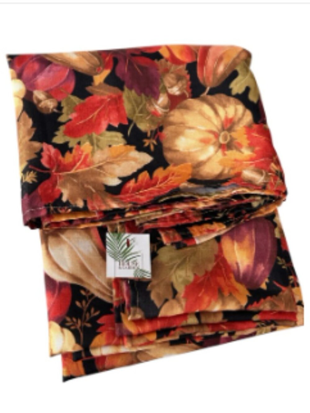 Autumn Harvest Tablecloth - Fall Leaves & Pumpkins - 62” x 84” - NEW